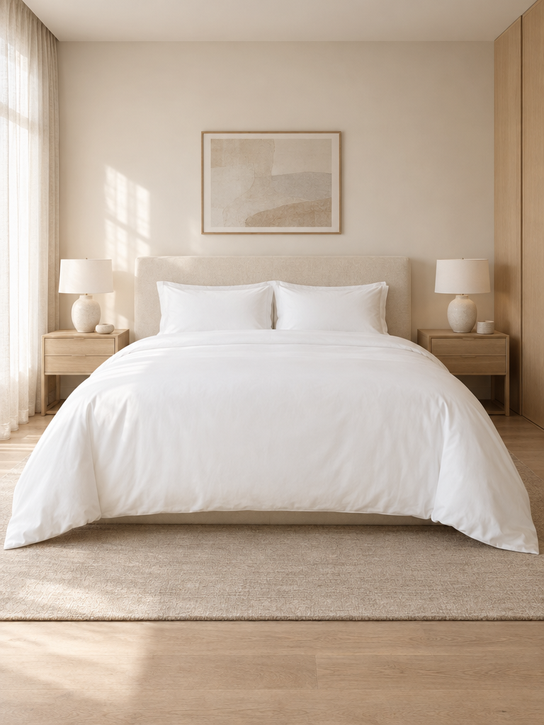 Bettwäsche 155x200 in Komfortgröße auf einem breiten Bett