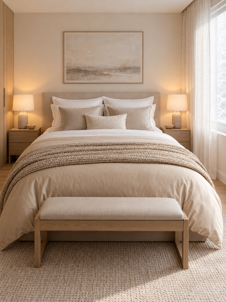 Bettwäsche 200x200 Winter-Look in Champagner-Beige
