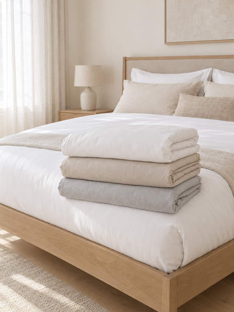 Bettwäsche 200x220 in Weiß, Beige und Grau