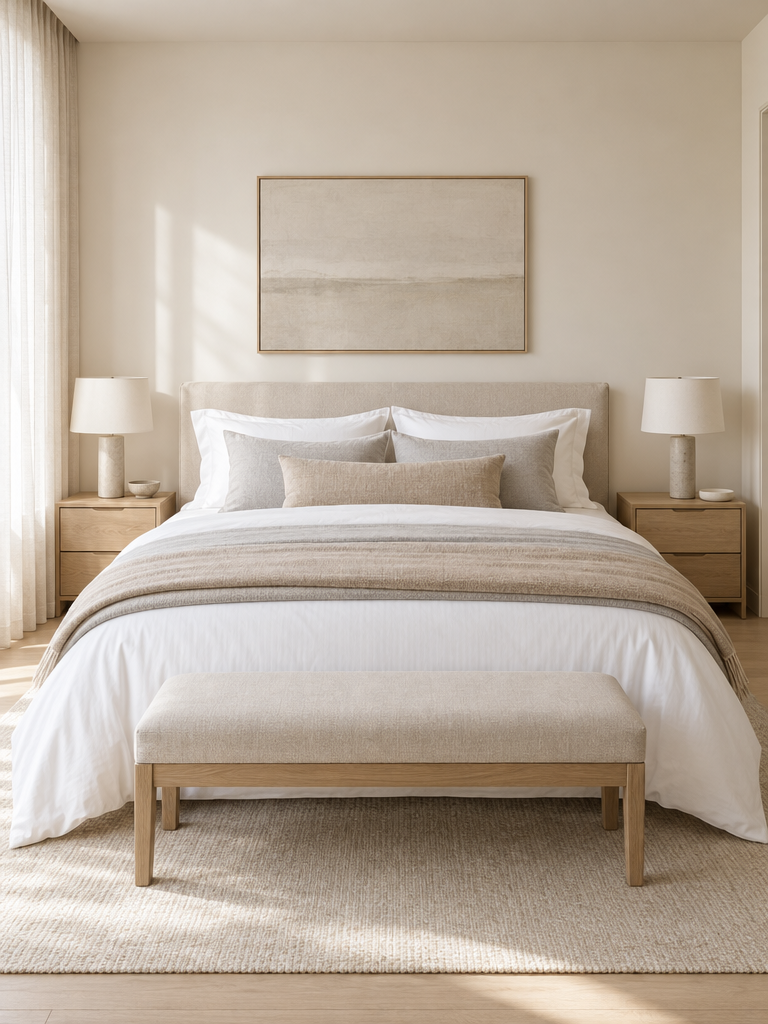 Bettwäsche 220x240 in Weiß, Beige und Grau