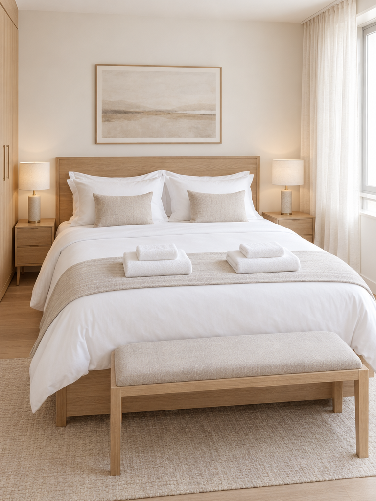 Bettwäsche in Hotelqualität in einer Ferienwohnung