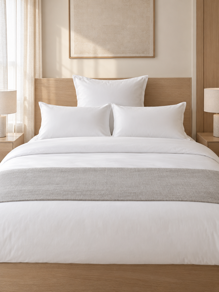 Bettwäsche mit Kissenbezug 40x80 und großem Kissen im Hotelstil