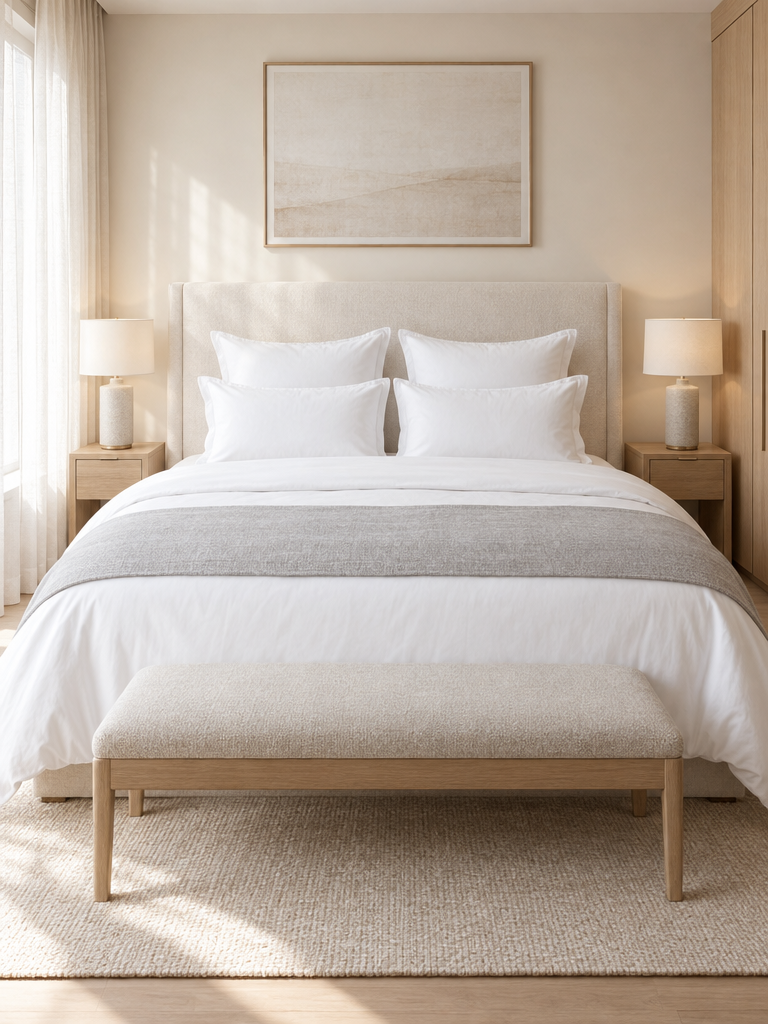 Daunenkissen in Hotelqualität auf einem sorgfältig gemachten Bett