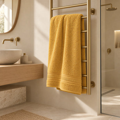 Duschtuch Gold aus Walkfrottee – Ambiente im Bad