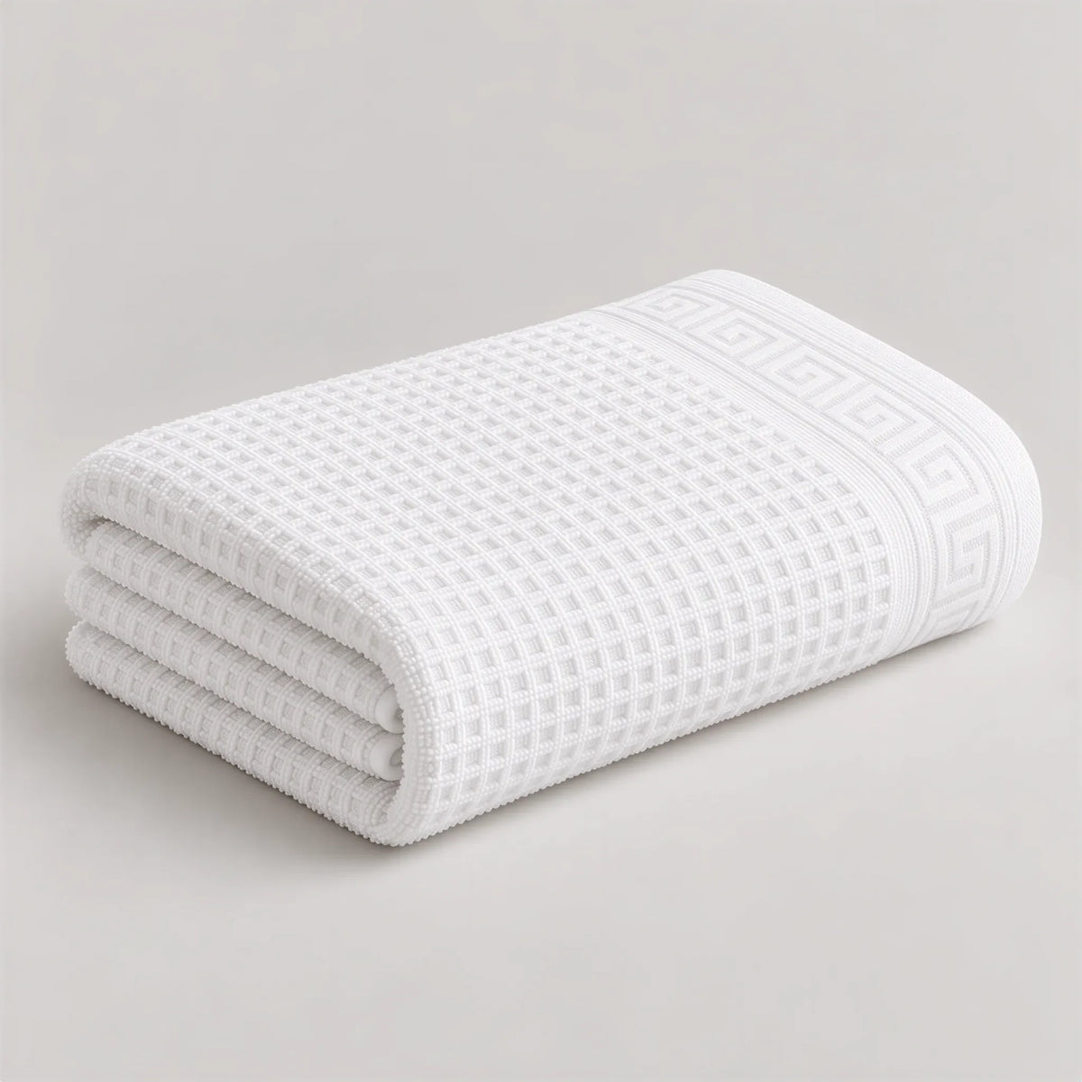 Duschtuch 70 x 140 cm in Weiß – Teil des Sets „Zwirnfrottee-Handtuch-Set Weiß mit Waffelmuster, 6-teilig“