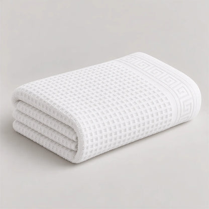 Duschtuch 70 x 140 cm in Weiß – Teil des Sets „Zwirnfrottee-Handtuch-Set Weiß mit Waffelmuster, 6-teilig“