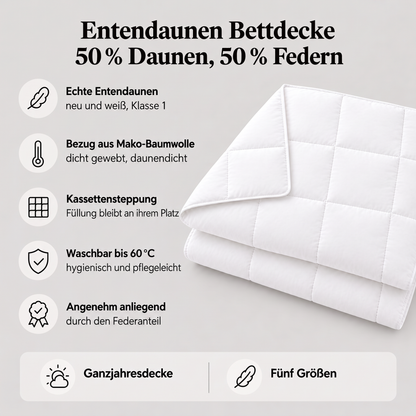 Eigenschaften der Entendaunen Bettdecke mit 50 % Daunen
