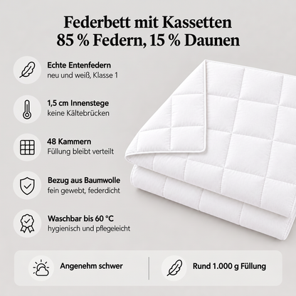 Infografik Federbett mit 85 % Federn und 15 % Daunen