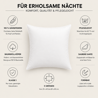 Gänsefedern Kopfkissen in Hotelqualität – Eigenschaften im Überblick