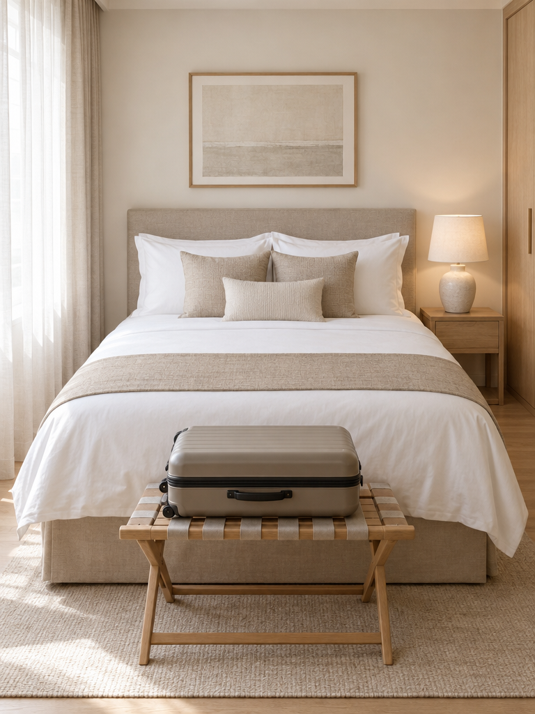 Frisch bezogenes 140er Bett in einem Serviced Apartment