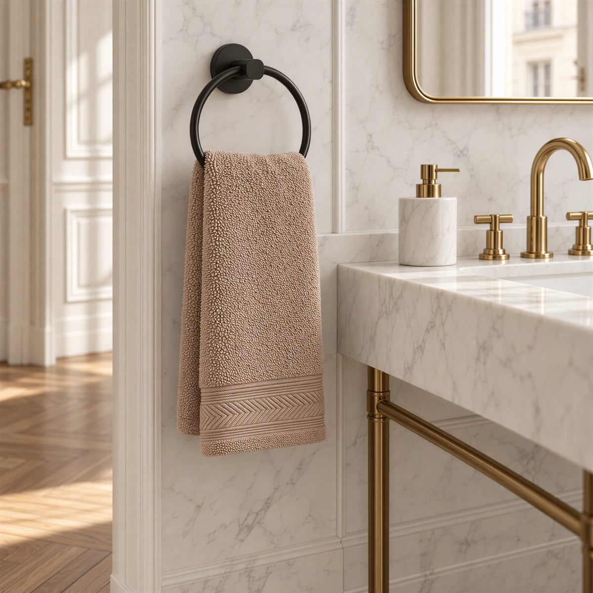 Gästetuch Cappuccino-Braun aus Walkfrottee – Ambiente im Bad