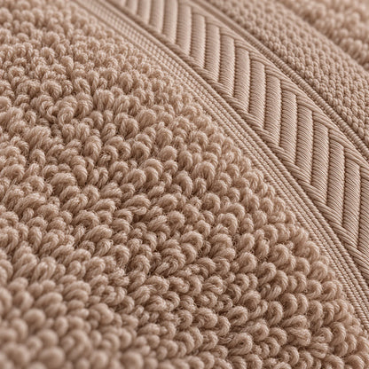 Nahaufnahme der weichen Frottee-Schlingen und der Bordüre – Gästetuch Cappuccino-Braun