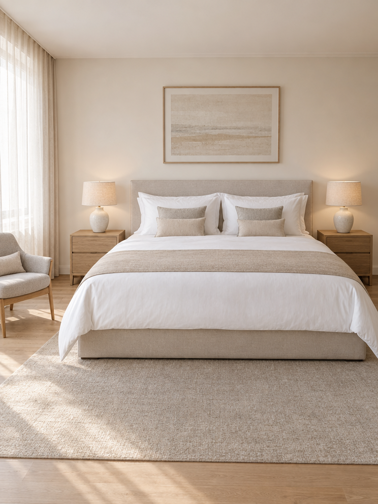 Großes Bett 200x200 in einem Serviced Apartment