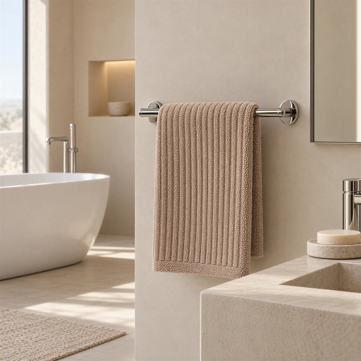 Handtuch cappuccino braun aus Zwirnfrottee – Ambiente im Bad