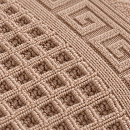 Nahaufnahme der festen Zwirnfrottee-Schlingen mit Waffelmuster – Handtuch cappuccino braun