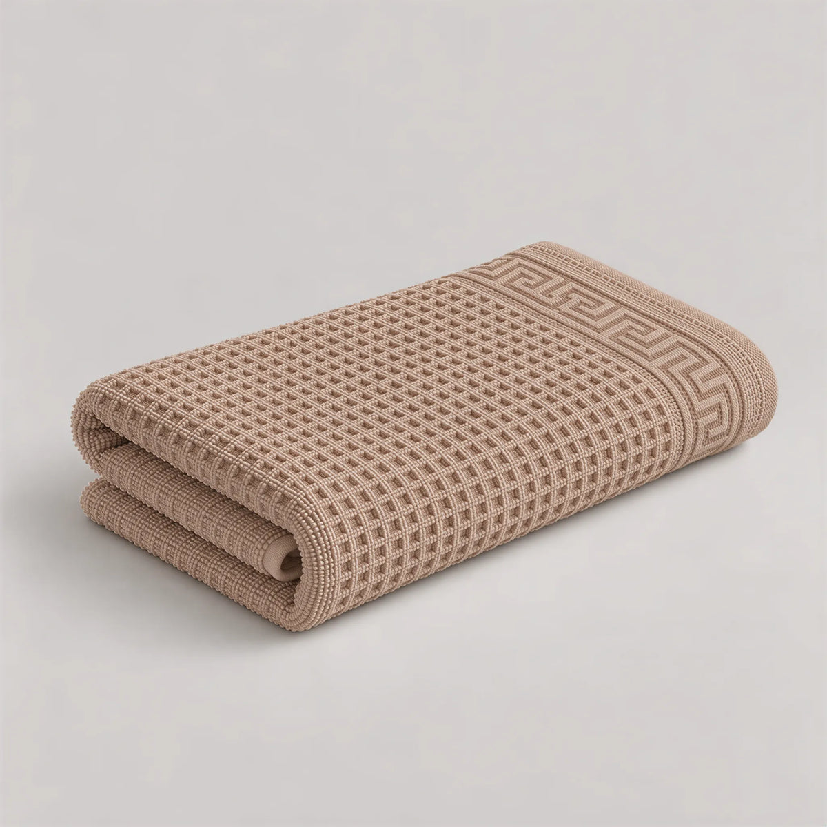 Handtuch cappuccino braun aus Zwirnfrottee, 50 x 100 cm, gefaltet auf hellgrauem Hintergrund