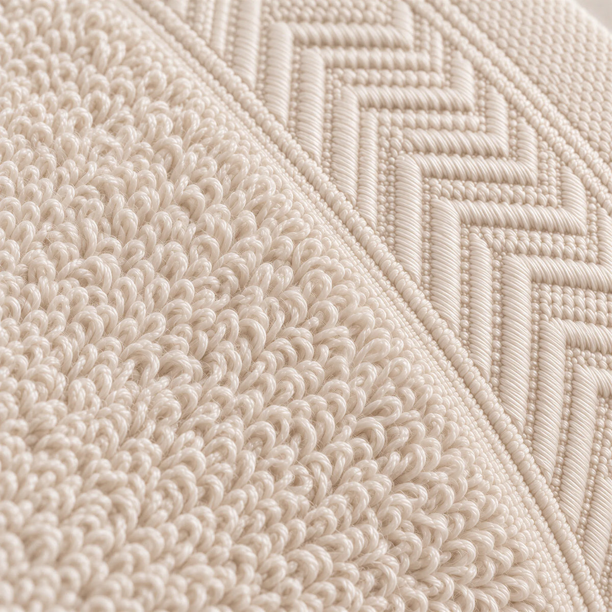 Nahaufnahme der Frottee-Schlingen – Handtuch creme beige