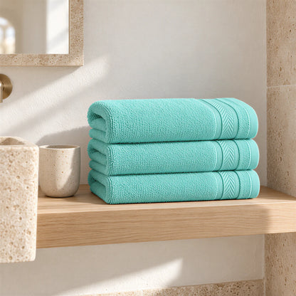 Handtuch Mint aus Walkfrottee im hellen Badezimmer