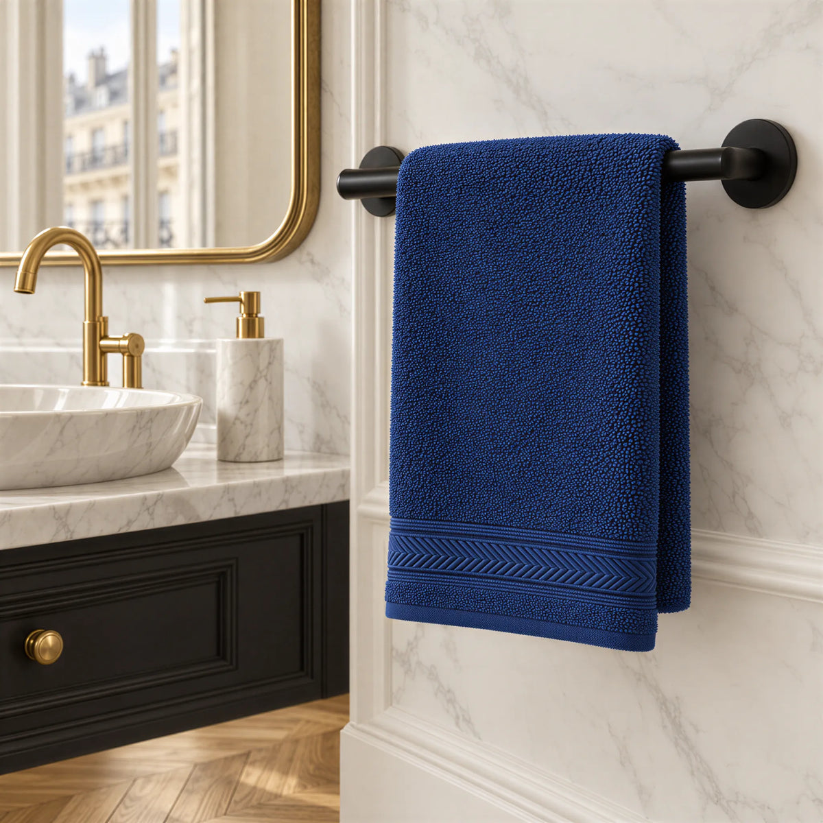 Handtuch Navy aus Walkfrottee – Ambiente im Bad
