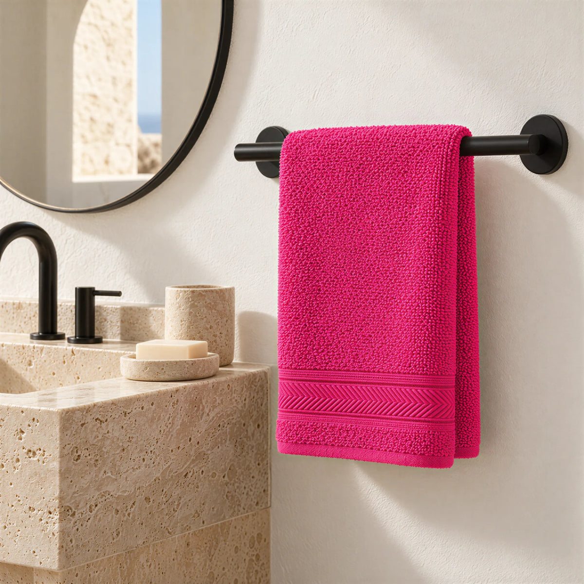 Handtuch Pink aus Walkfrottee – Ambiente im Bad