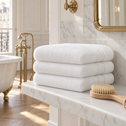 Handtuch weiß im hellen Badezimmer