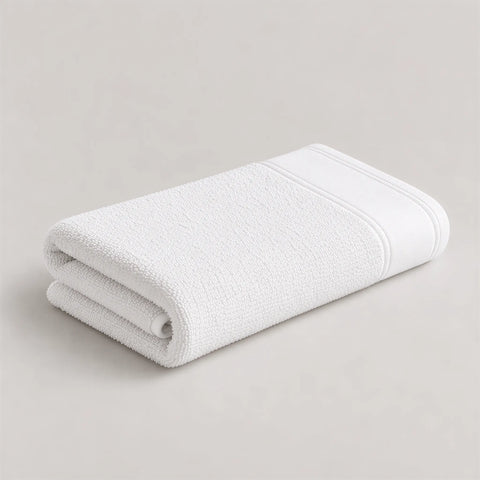 Handtuch weiß aus Zwirnfrottee mit Veloursbordüre – 50x100 cm