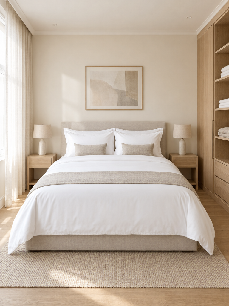 Hotelbettwäsche in einem Serviced Apartment