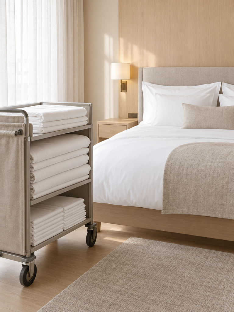 Hotelwäsche frisch bezogen beim Wechsel