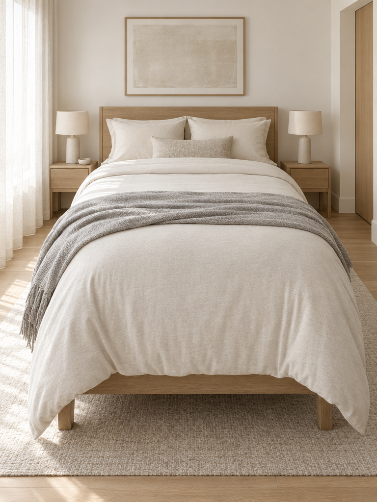 Jersey Bettwäsche 135x220 mit Überlänge am Fußende des Bettes