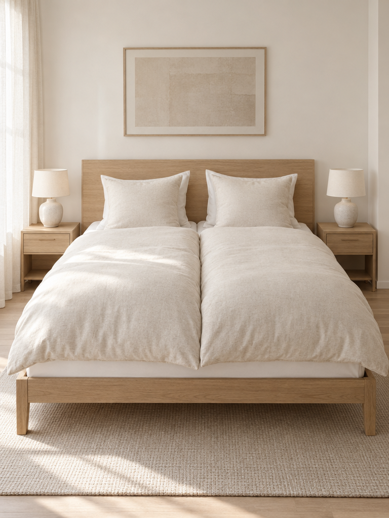 Jersey Bettwäsche 4-teilig mit zwei Decken und zwei Kissen im Doppelbett