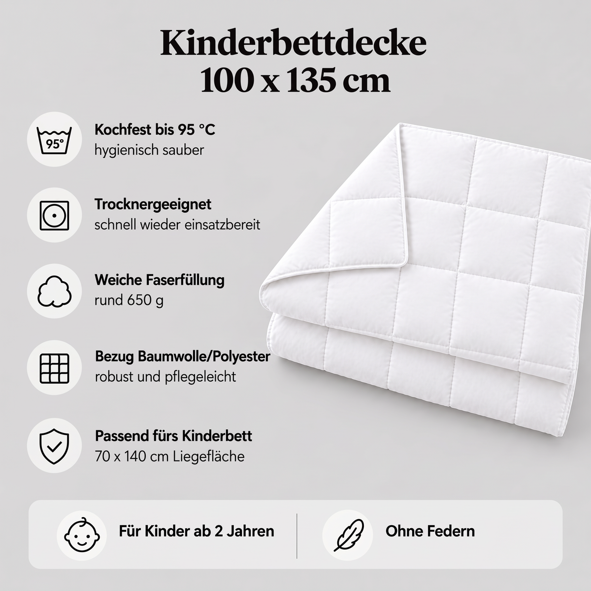 Eigenschaften der Kinderbettdecke 100x135