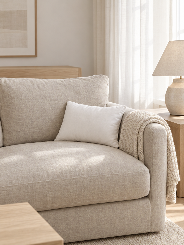 Kissen 40x60 als Nackenkissen auf einem hellen Sofa