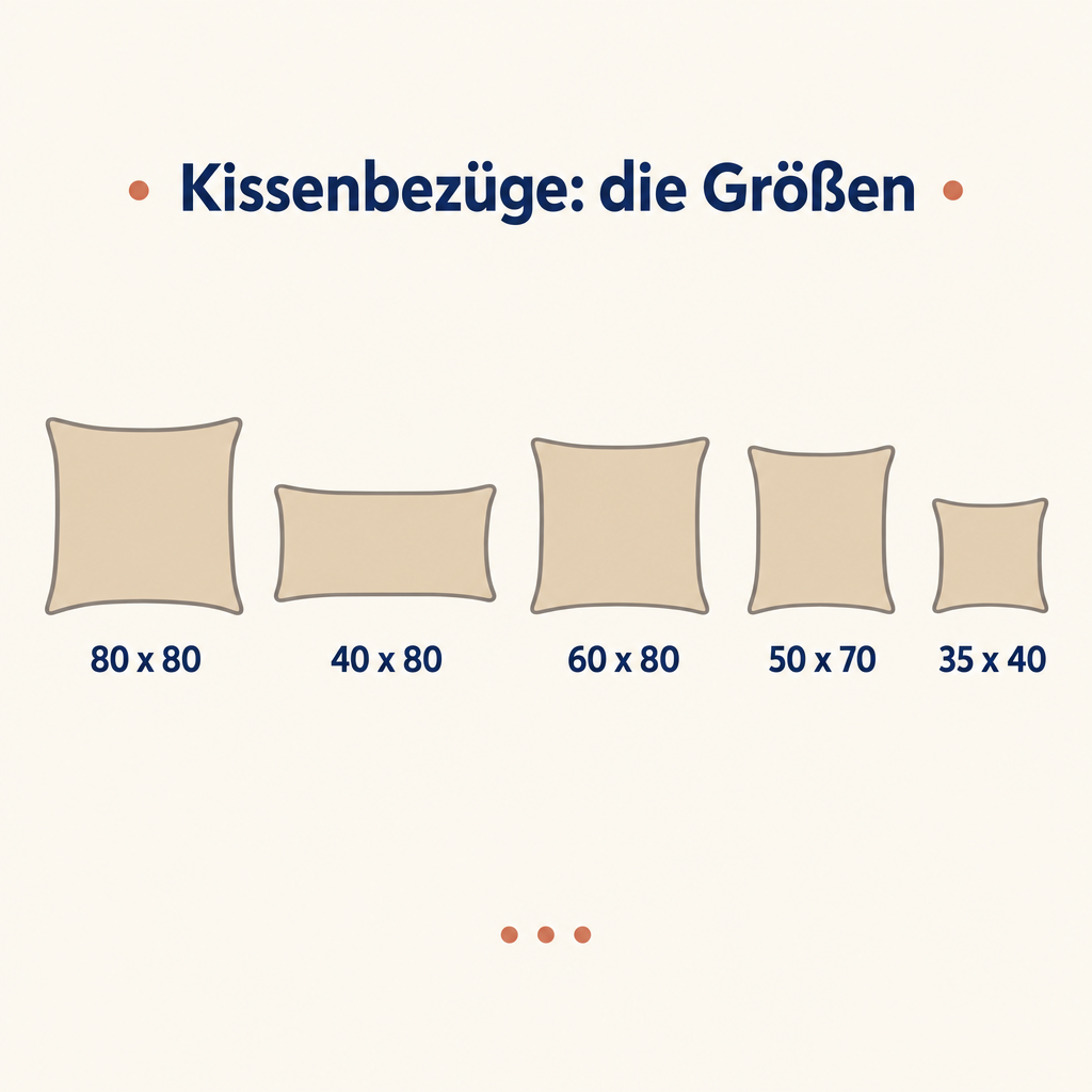 Grafik: Kissenbezug 80x80, 40x80 und drei weitere Größen im Vergleich