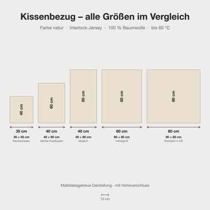 Kissenbezug Baumwoll-Jersey natur – alle Größen maßstabsgetreu