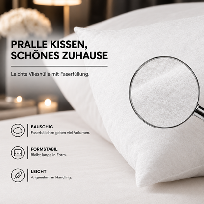 Kissenfüllung – Füllkissen für Dekokissen – Detailansicht mit Lupe