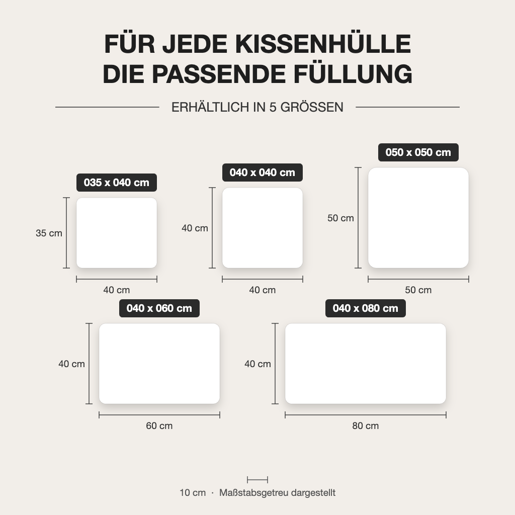 Kissenfüllung – Füllkissen für Dekokissen – verfügbare Größen