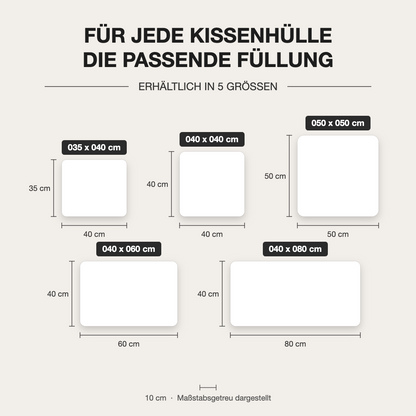 Kissenfüllung – Füllkissen für Dekokissen – verfügbare Größen
