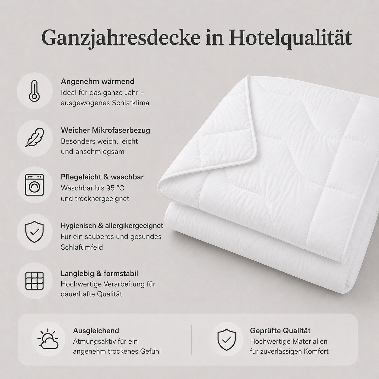 kochfeste Ganzjahresdecke