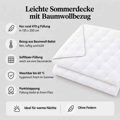Eigenschaften der leichten Sommerdecke mit Baumwollbezug