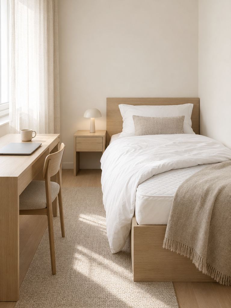 Matratzenschoner 100x200 im hellen Studentenzimmer