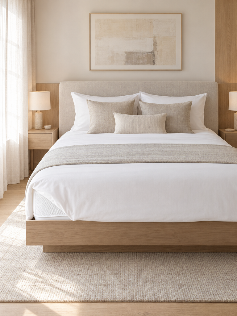 Matratzenschoner in Hotelqualität im Doppelbett einer Ferienwohnung