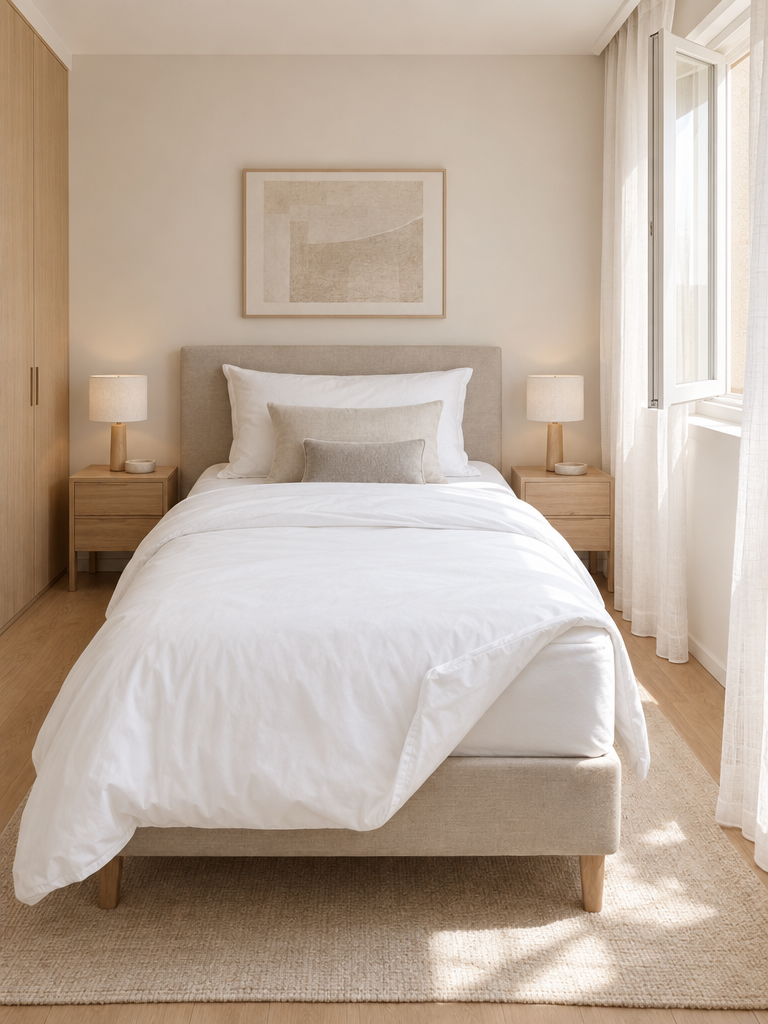 Milbendichter Matratzenschutz 120x200 im hellen Schlafzimmer