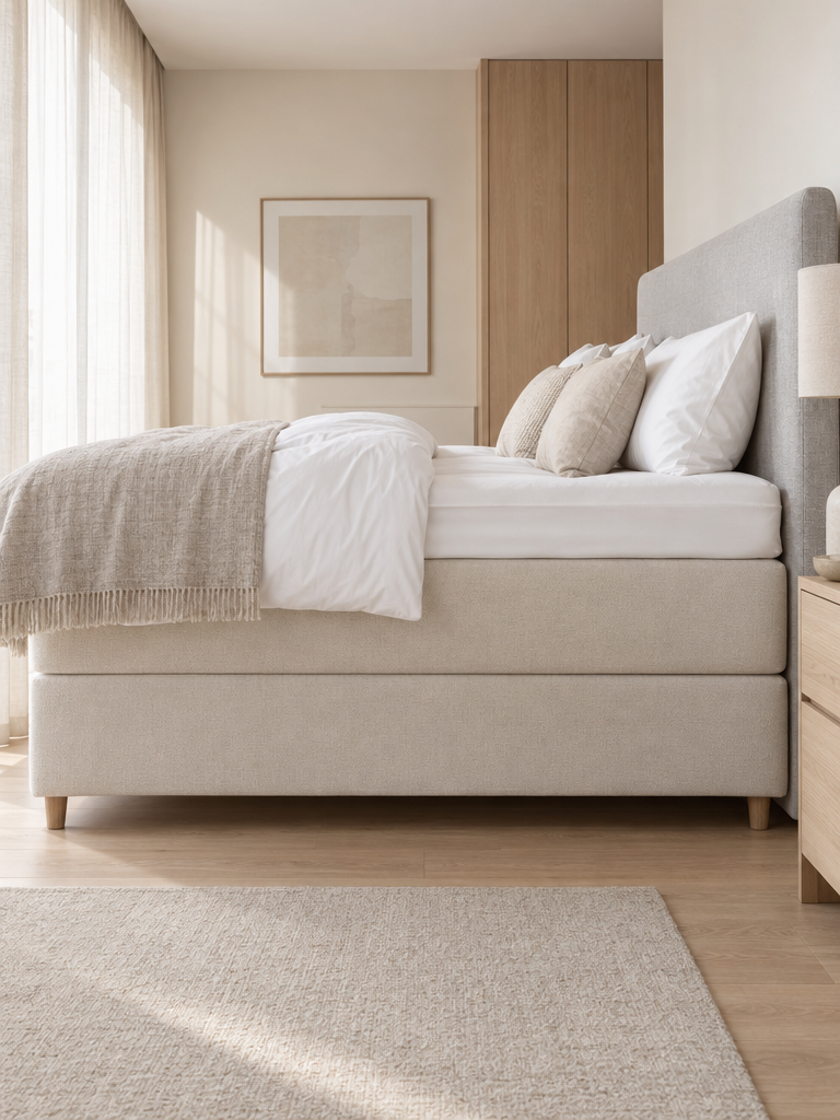 Matratzenschutz 180x200 auf einem Boxspringbett mit Topper