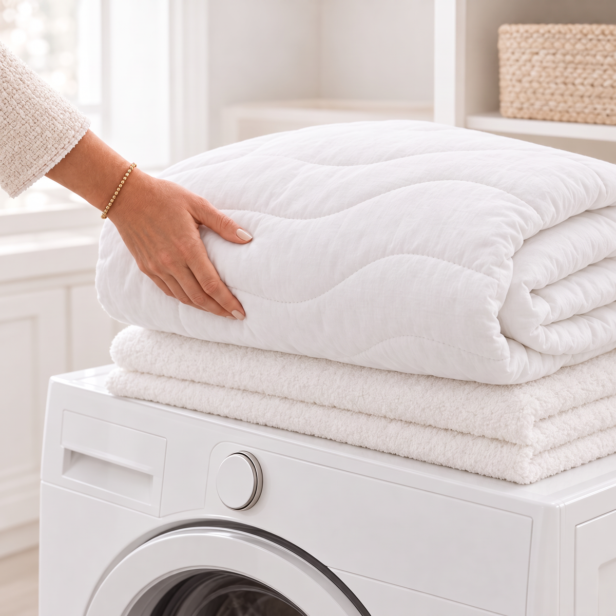 Mikrofaser Bettdecke vor der Waschmaschine – waschbar bis 95 °C