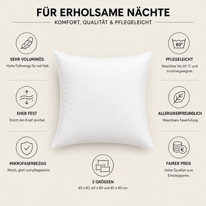 Mikrofaser Kopfkissen – fest und voluminös – Eigenschaften im Überblick