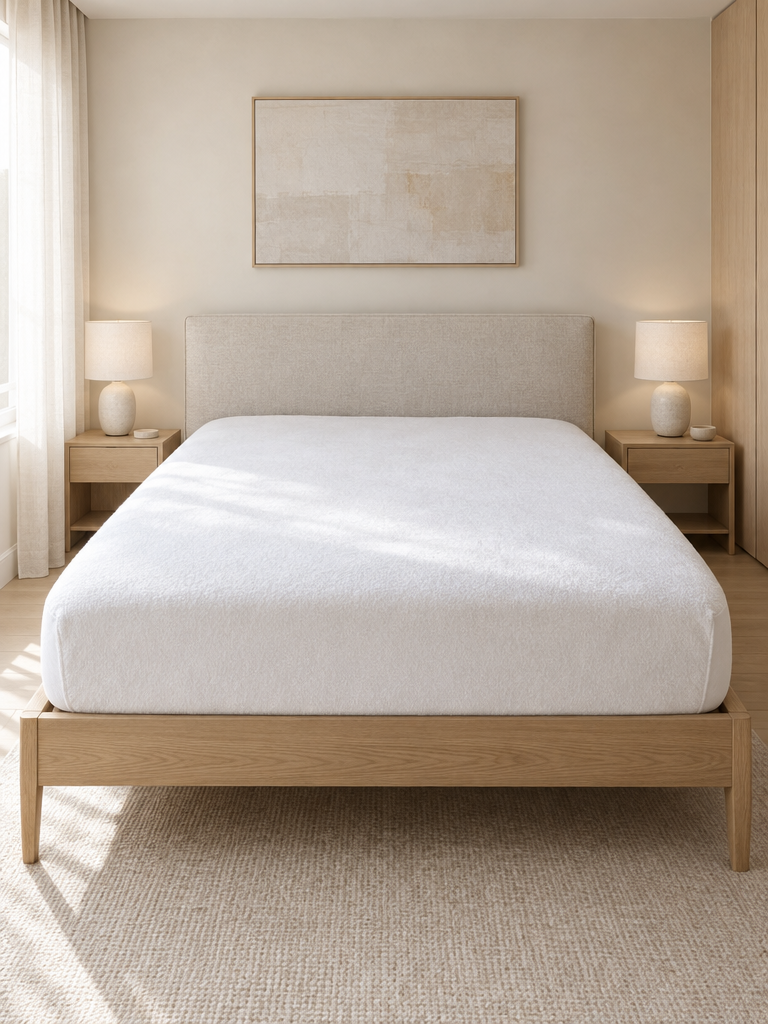 Molton Matratzenschoner 140x200 in Weiß auf der Matratze
