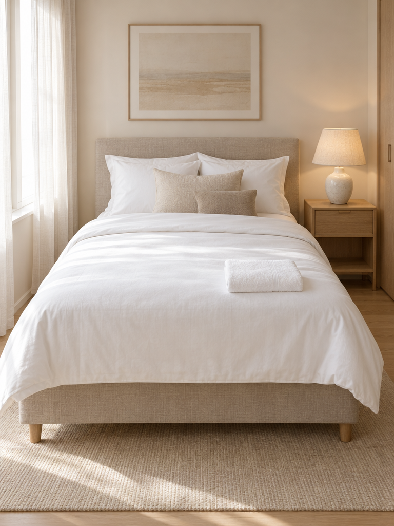 Molton Unterlage auf dem Bett im Gästezimmer