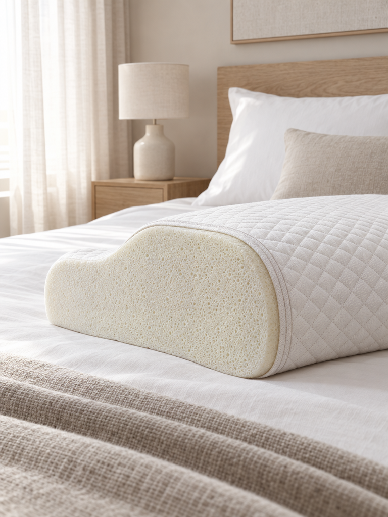 Nackenkissen aus Memory Foam mit sichtbarer Schaumstruktur