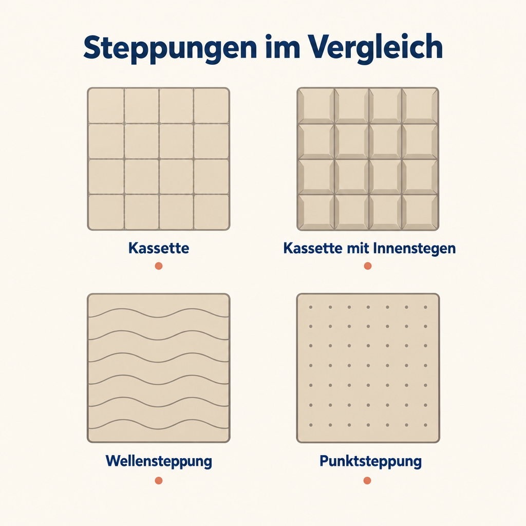 Grafik: Steppungen einer Steppdecke 155x220 im Überblick