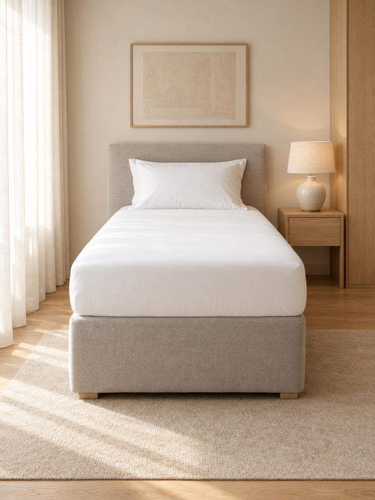 Topper Spannbettlaken 100x200 auf einem Boxspring-Einzelbett